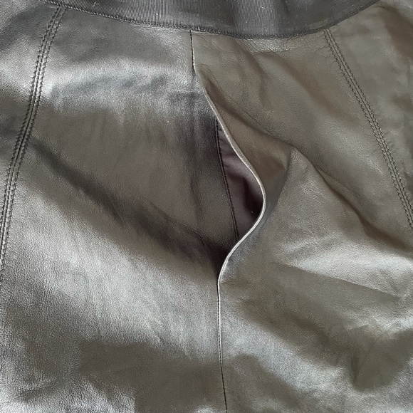 Miss Wu Jason Wu Black Leather Fit & Flare Mini Skirt w/ Pockets Size 6 - Picture 4 of 6